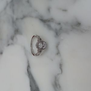 Engagement Ring Sterling Silver Cubic Zirconia Size 7